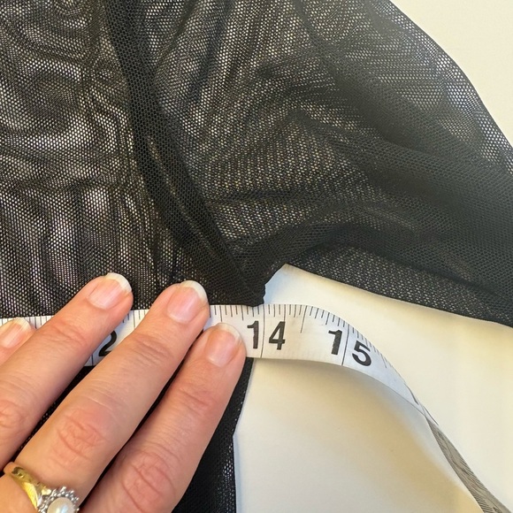 LUX LA mesh see through long sleeve bodycon mini black dress women's size XS - Picture 5 of 6